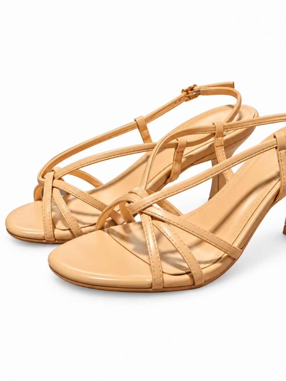 Coutgo Womens Nude Strappy Sandals Slingback Kitten Size 9 BRAND NEW